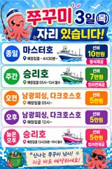 <뉴오리온호> 쭈꾸미 종일 마무리 조황(2일)-내일 쭈꾸미 종일,오전,오후 자리있습니다.