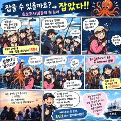 첫 문어를 잡는순간, 표정이 이렇게 바뀝니다 삼천포야간문어 사진
