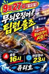 9월 27일 무늬 오징어 인원 상관없이 무조건 출항