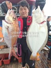 10월4일,"대광어"날마다 초대박조황~마릿수 굿굿~ 참돔,우럭등~실시간~ 군산낚시프라자 범고래호