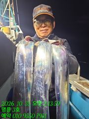 (14석통영명륜3호)대갈치 쿨러만땅 쿨러조황 손맛보고 입항중^^계속 달립니다고생하셨습니다(내일부터 계속예약가능)